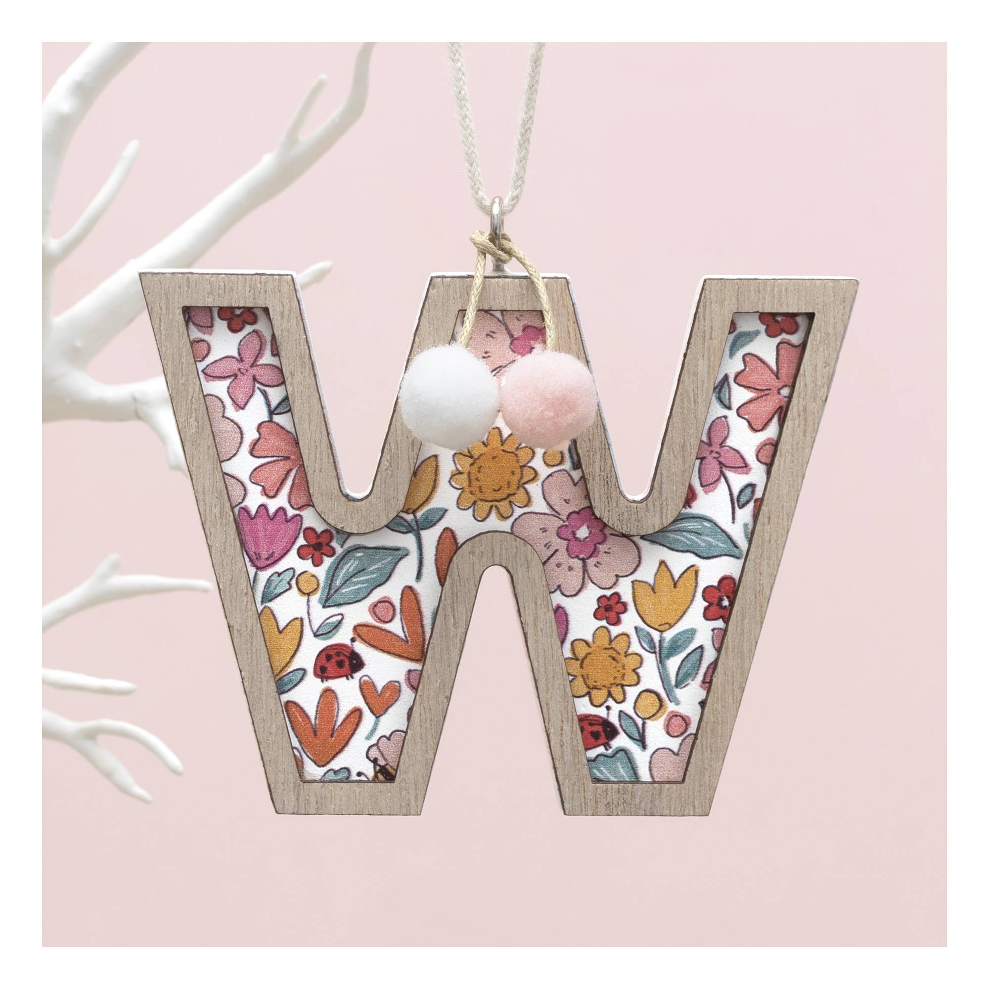 Hanging Wooden Letter W 7.5cm