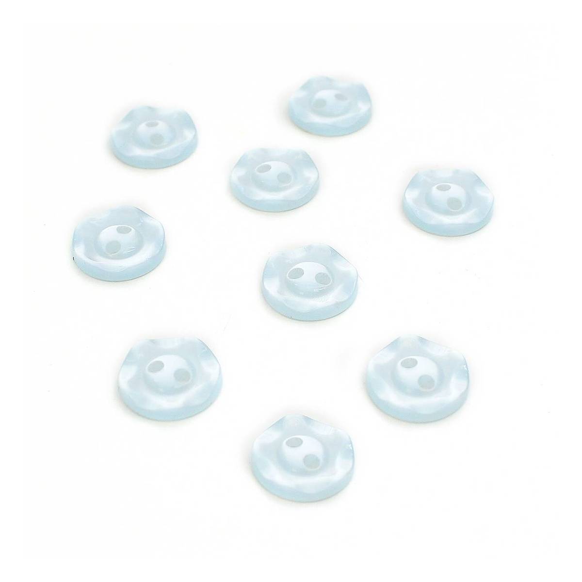 HemlineBaby Blue Basic Scalloped Edge Button 9 Pack