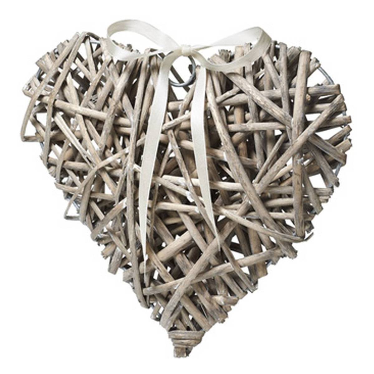 Natural Wicker Heart Decoration 10cm