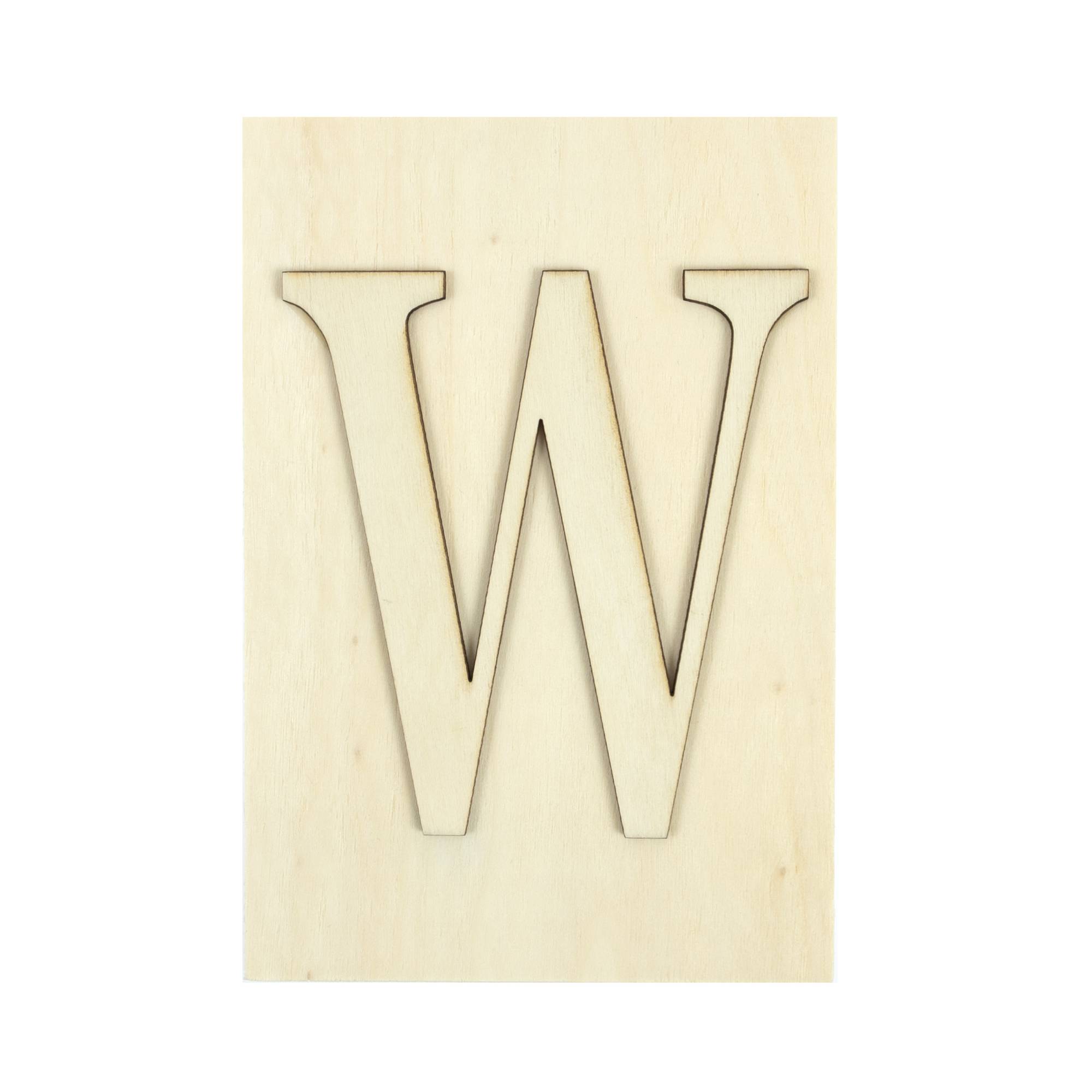 Wooden Letter W Plaque 10cm x 15cm