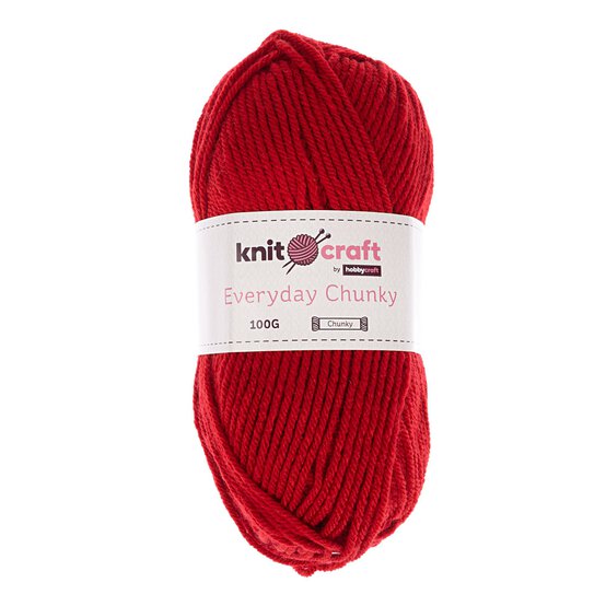 Knitcraft Red Everyday Chunky Yarn 100g