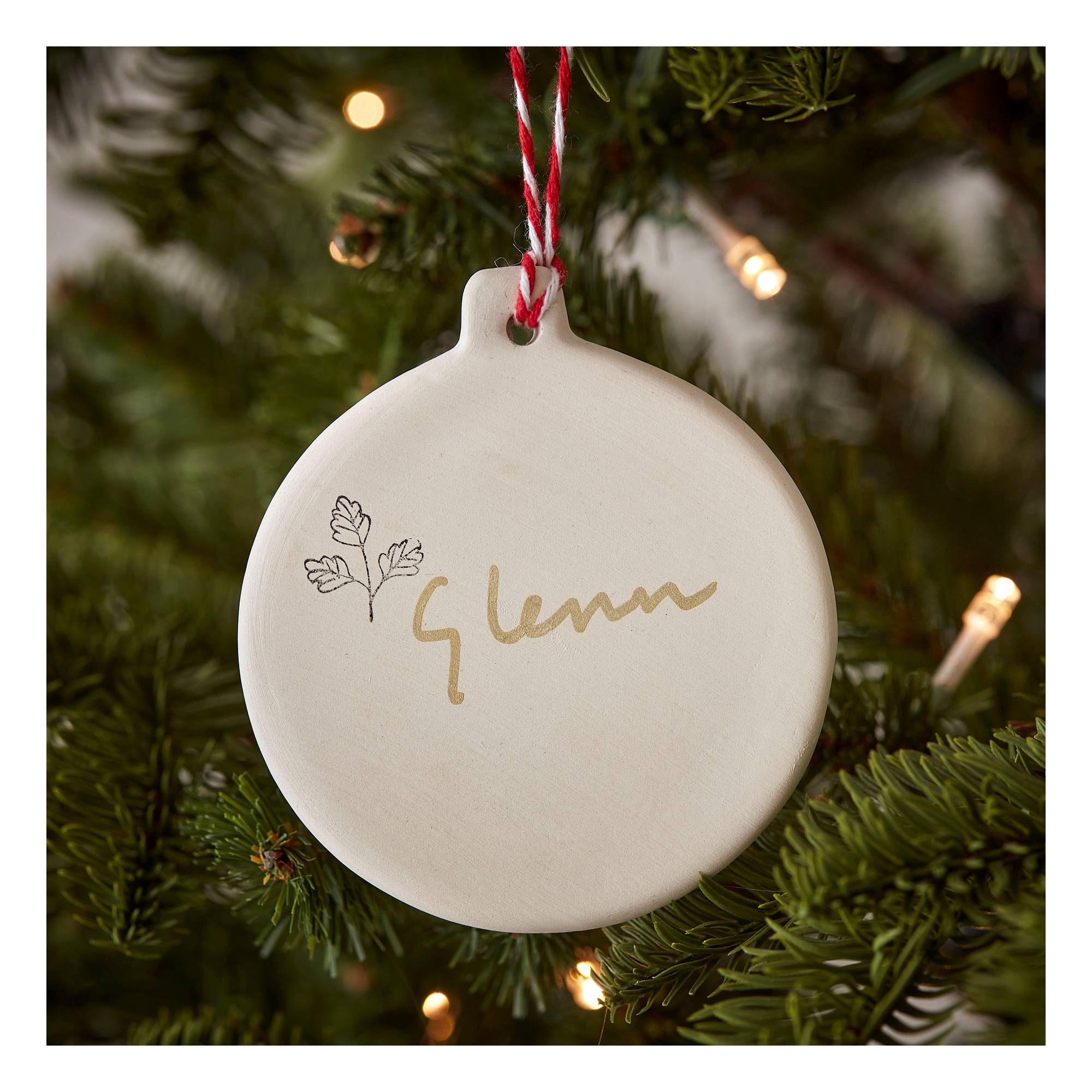 Unglazed Ceramic Hanging Bauble Decoration 9cm