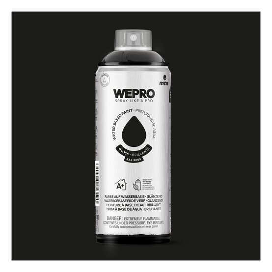MTN WEPRO Cosmos Black Gloss Water-Based Spray Paint 400ml