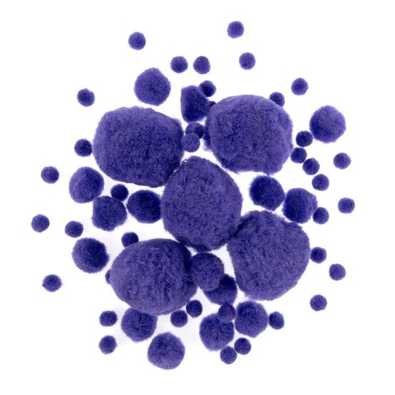Purple Pom Poms 60 Pack