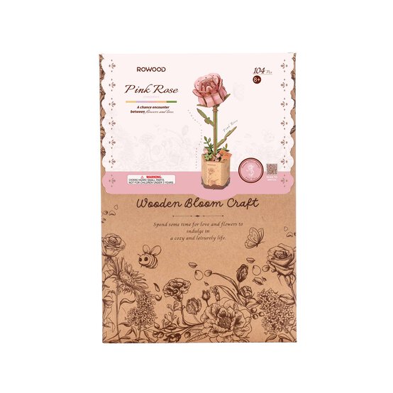 Rowood Pink Rose Wooden Flower Kit