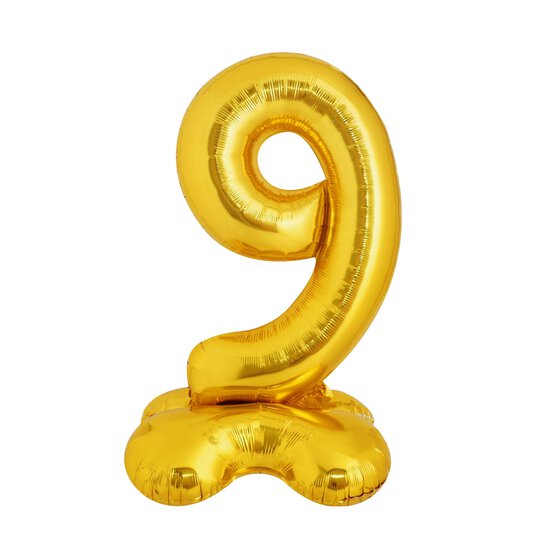 Standing Gold Number 9 Balloon 1m