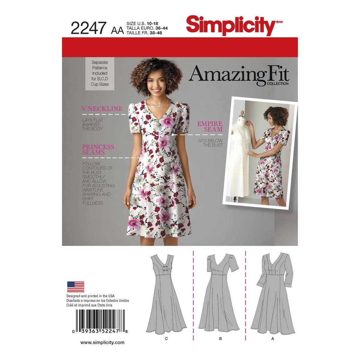 Simplicity Women's Fit Dress Sewing Pattern 2247 (10-18)