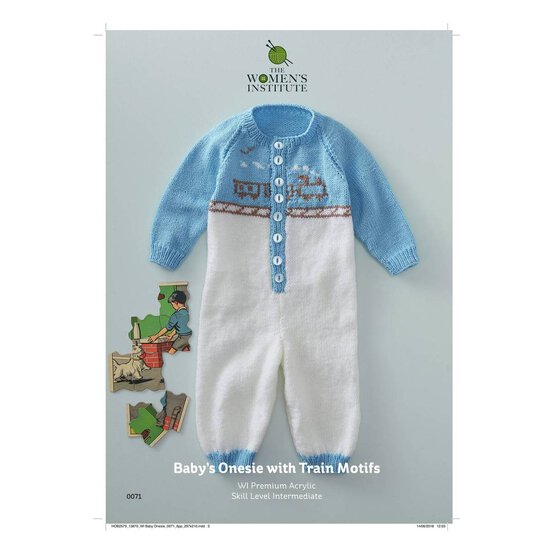 Women's Institute Vintage Baby Onesie with Train Motifs Digital Pattern 0071