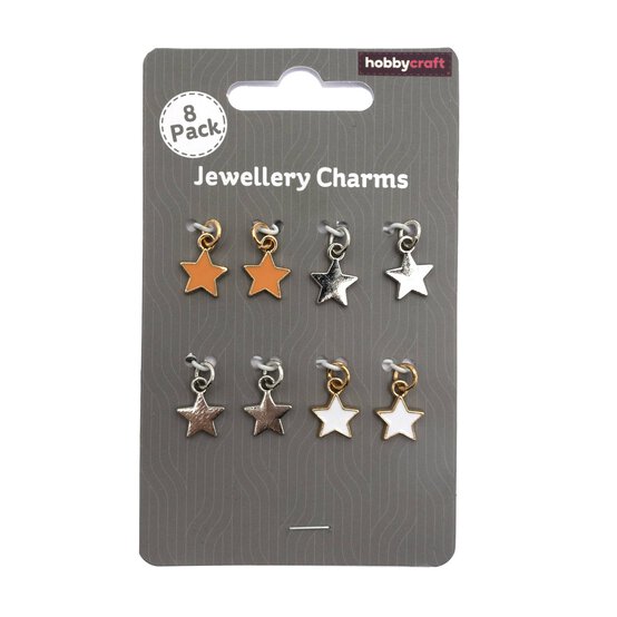 Silver Star Jewellery Charms 8 Pack