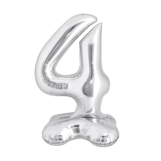Standing Silver Number 4 Balloon 1m