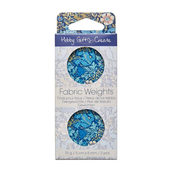 Blue Woodblock Floral Fabric Weights 2 Pack
