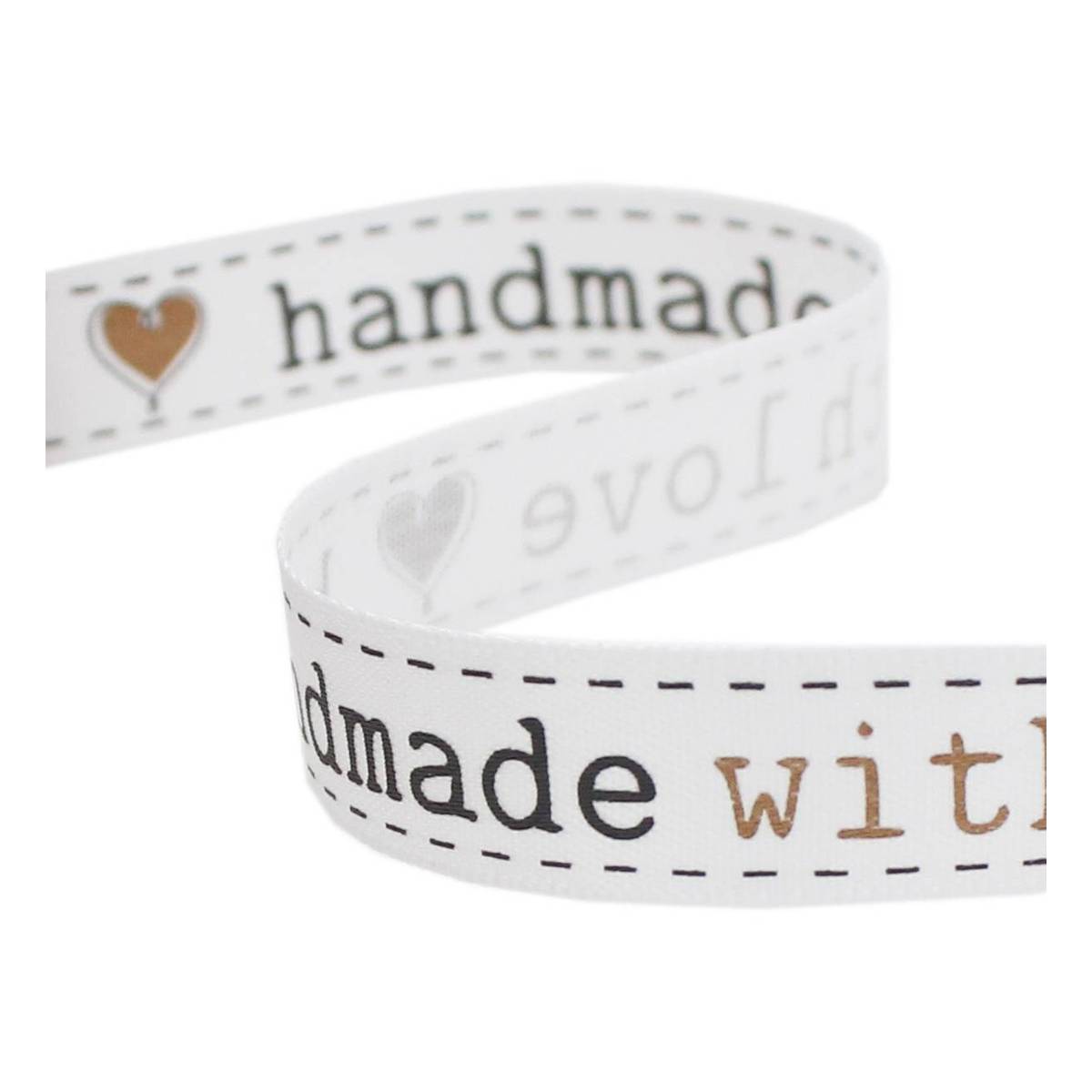 Gold Handmade with Love Satin Ribbon 12mm x 4m