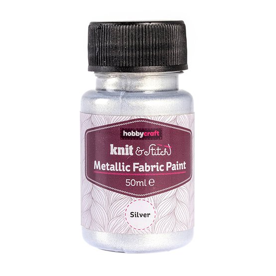 Silver Metallic Fabric Paint 50ml