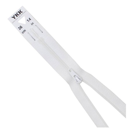 YKK White Dress and Skirt Zip 36cm
