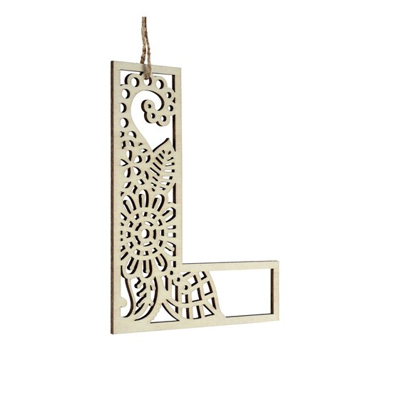 Wooden Filigree Hanging Letter L 12cm