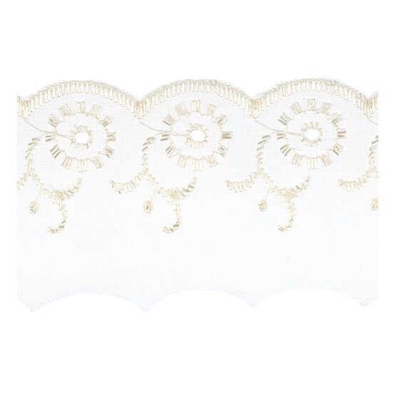Cream 50mm Broderie Anglaise Lace Trim by the Metre