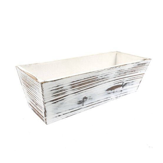 White Distressed Wooden Tray 25cm x 9cm x 7.5cm