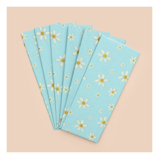 Blue Daisy Tissue Paper 50cm x 75cm 6 Pack