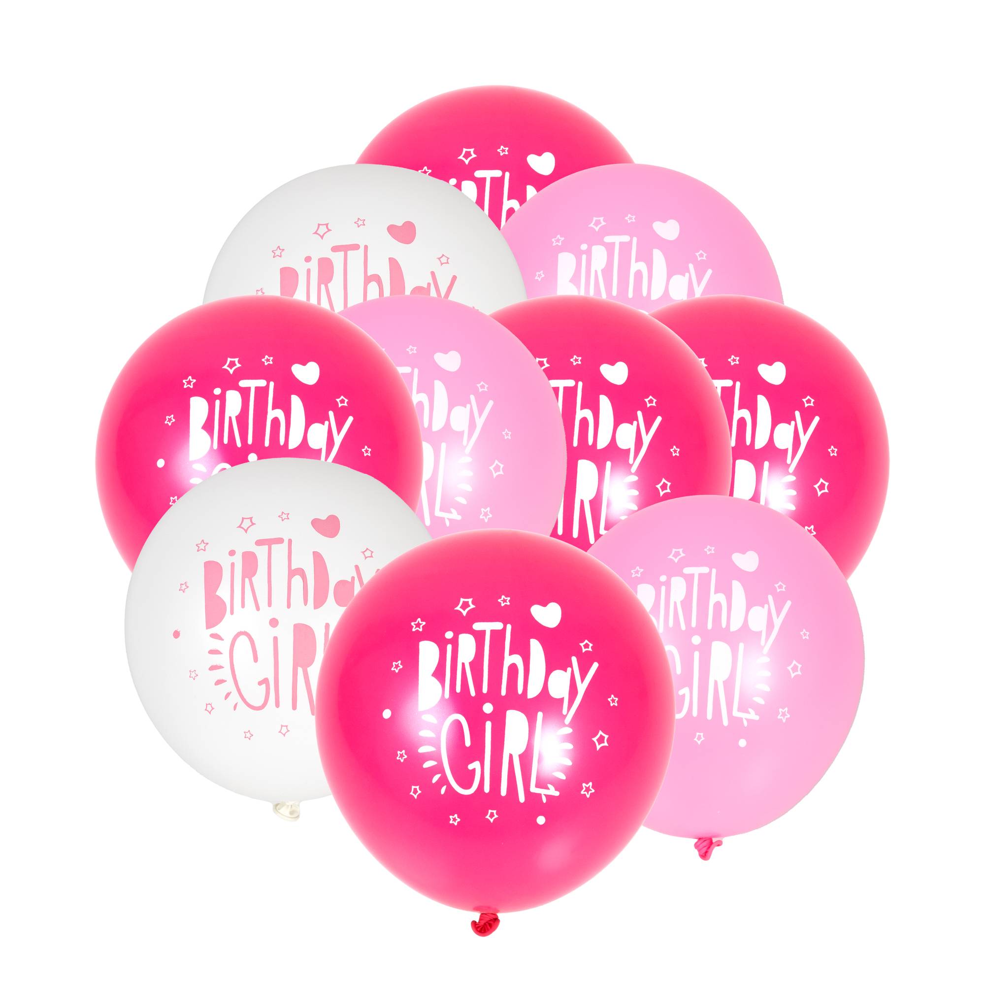 Pink Happy Birthday Latex Balloons 10 Pack