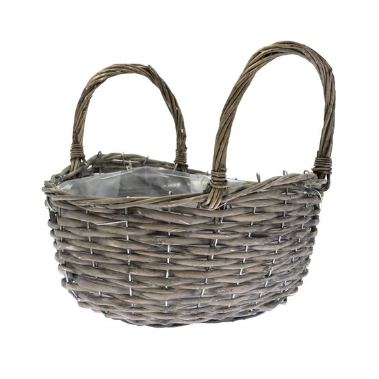 Grey Wicker Basket with Handles 31cm