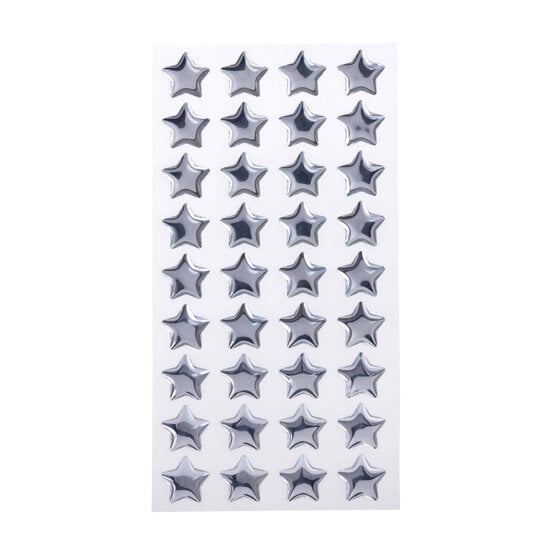 Silver Star Epoxy Stickers 36 Pack