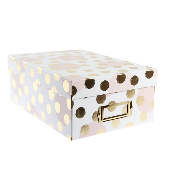 Rose and Gold Polka Dot Photo Box 11cm x 20cm x 29cm