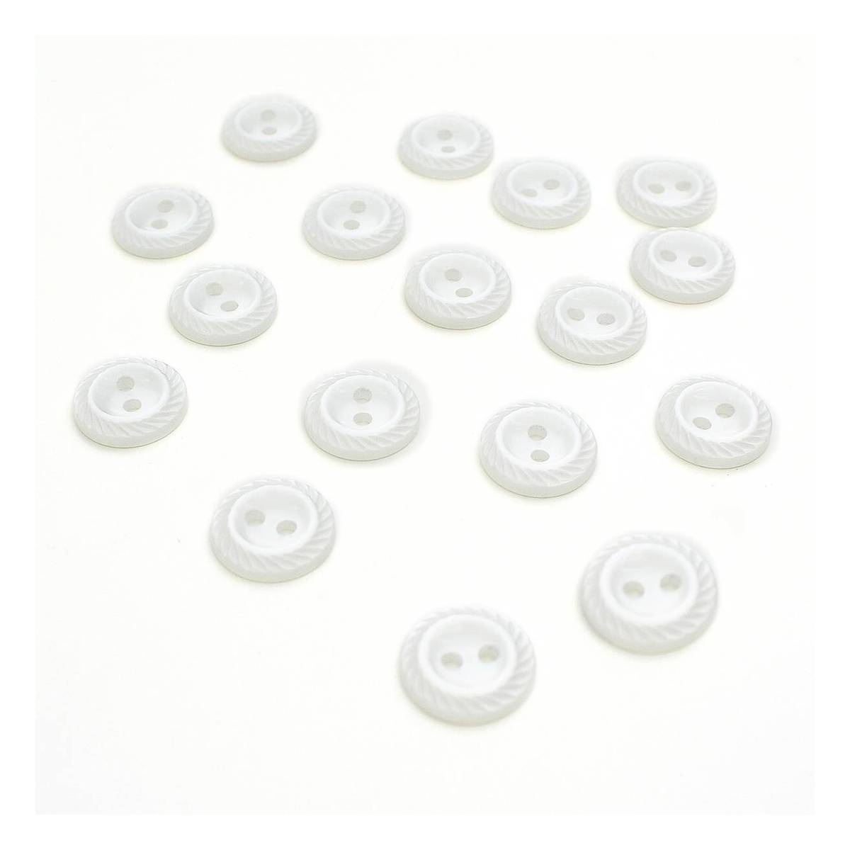 Hemline White Basic Cut Edge Button 17 Pack