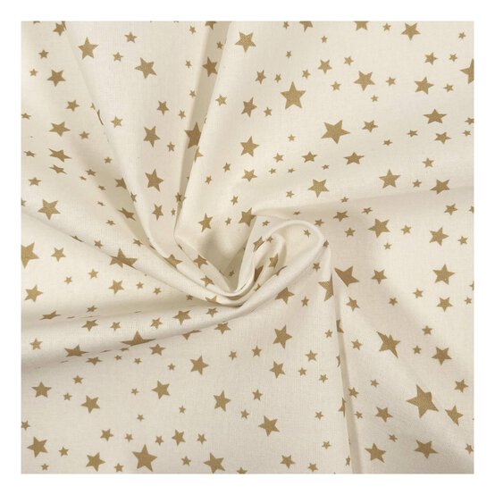 White and Gold Christmas Cotton Fabric by the Metre