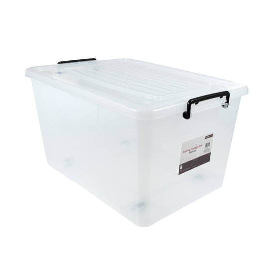 Clear Rolling Storage Box 55 Litres