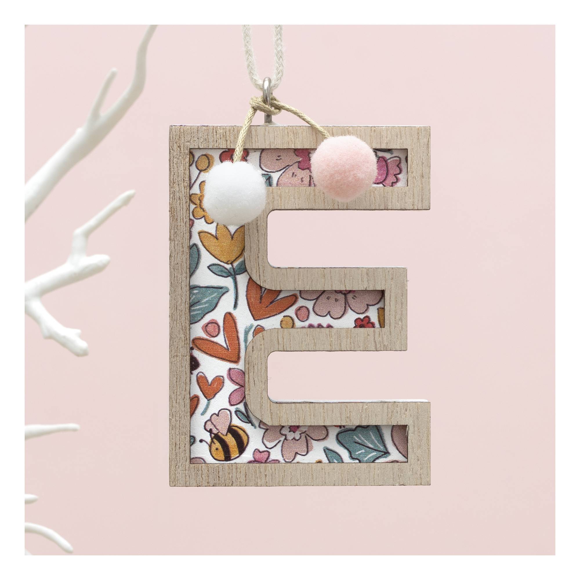 Hanging Wooden Letter E 7.5cm