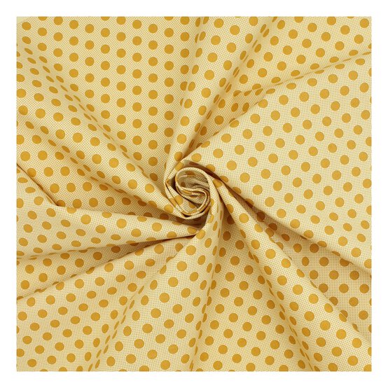 Flaxen Yellow Medium Dot Cotton Fabric?by the Metre
