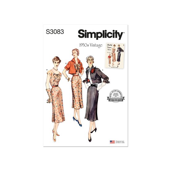 Simplicity 1950s Dress and Jacket Sewing Pattern S3083 (8-16)