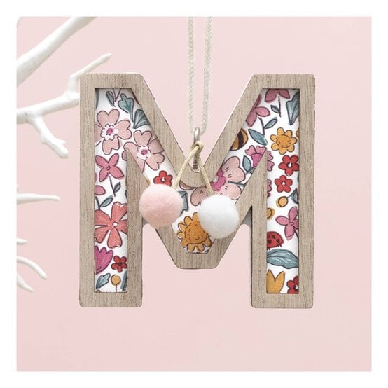 Hanging Wooden Letter M 7.5cm