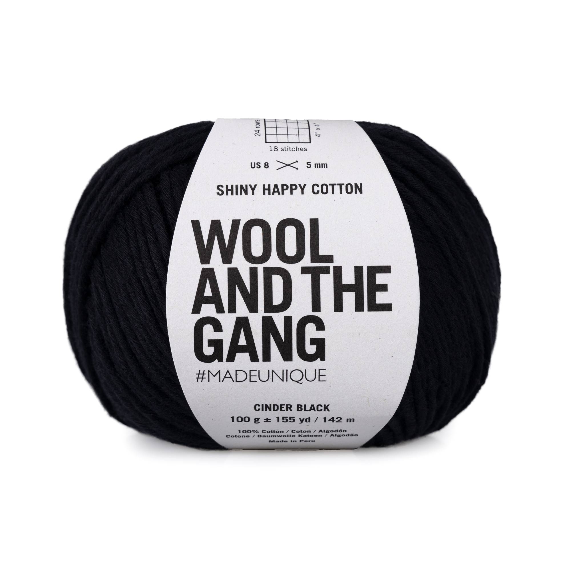 Wool and the Gang Cinder Black Shiny Happy Cotton 100g