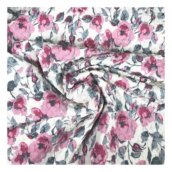 Pink Soft Pleat Floral Fabric by the Metre