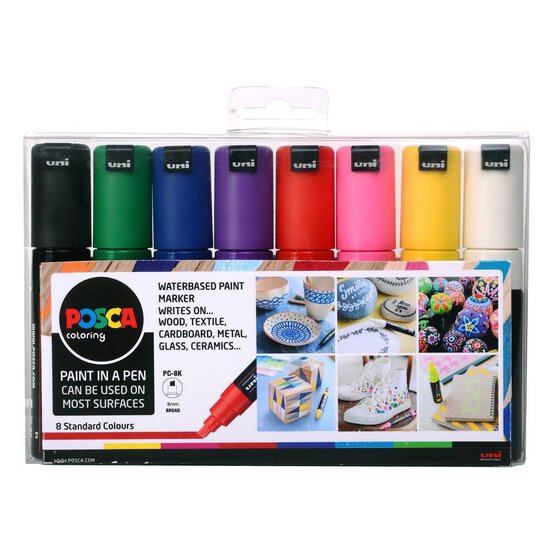 Uni-ball Posca PC-8K Marker Pens Starter Set 8 Pack