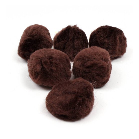 Dark Brown Pom Poms 5cm 6 Pack