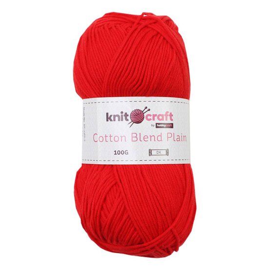 Knitcraft Red Cotton Blend Plain DK Yarn 100g