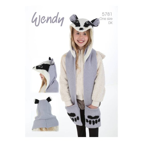 Wendy Merino DK Badger Scarf Hood Digital Pattern 5781