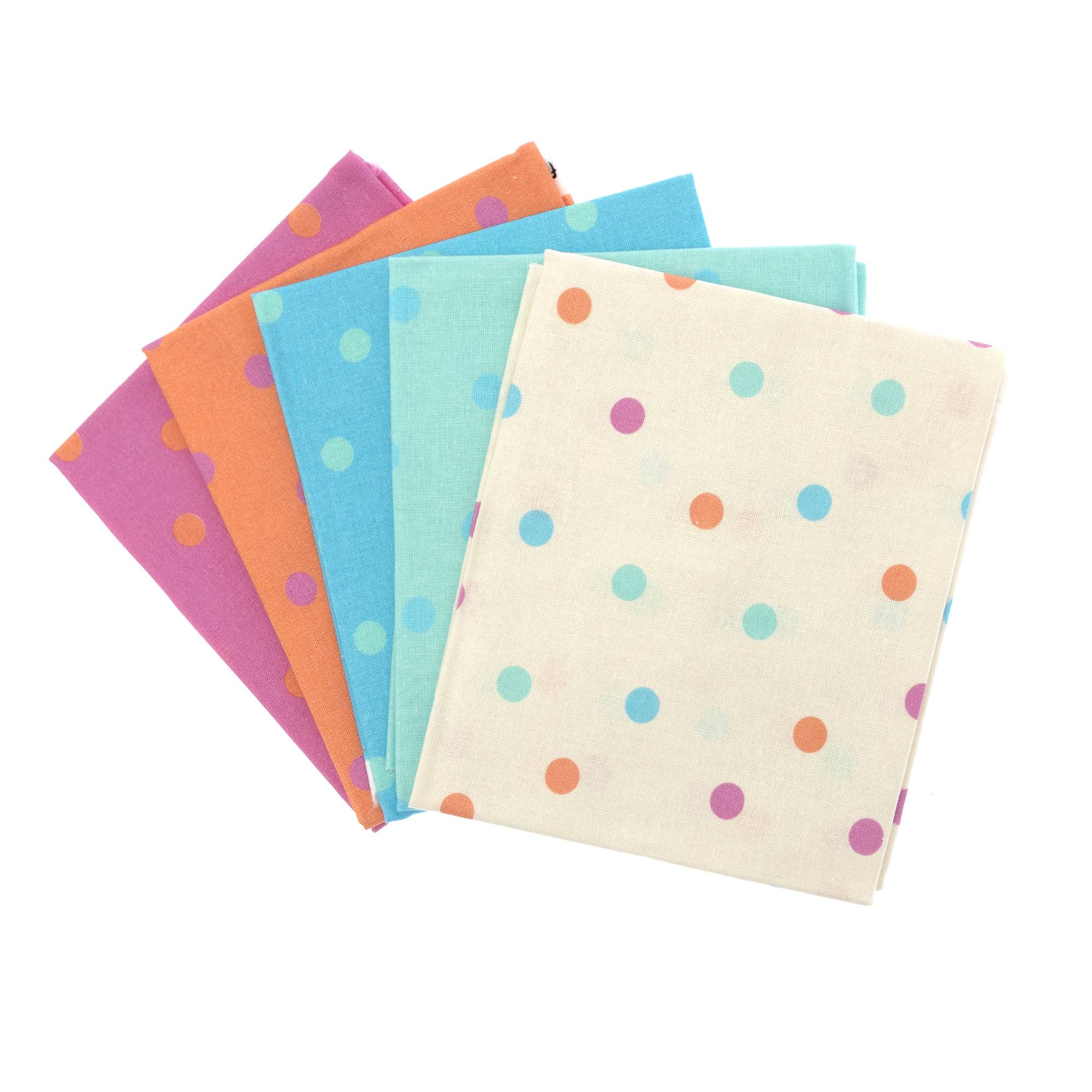 Pastel Polka Dot Cotton Fat Quarters 5 Pack