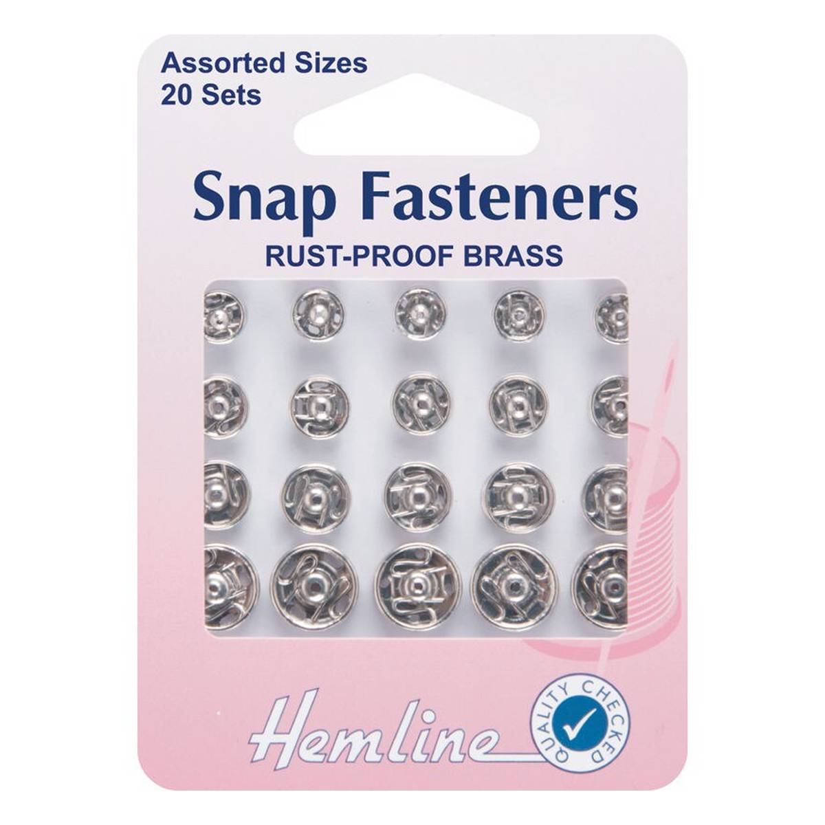 Hemline Assorted Silver Snap Fasteners 20 Pack