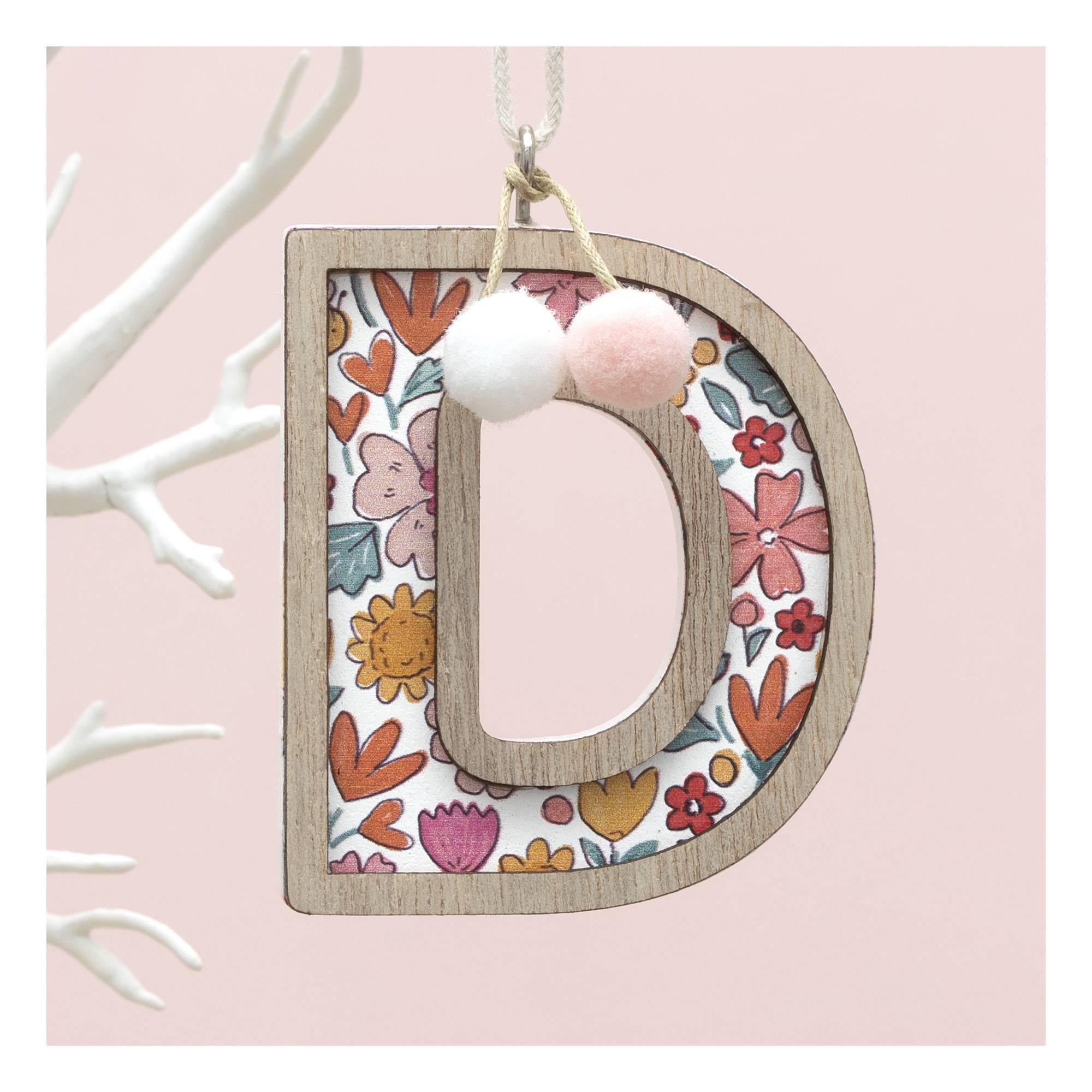Hanging Wooden Letter D 7.5cm