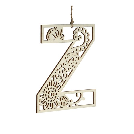 Wooden Filigree Hanging Letter Z 12cm