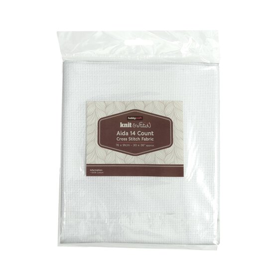 White 14 Count Aida Fabric 76cm x 91cm