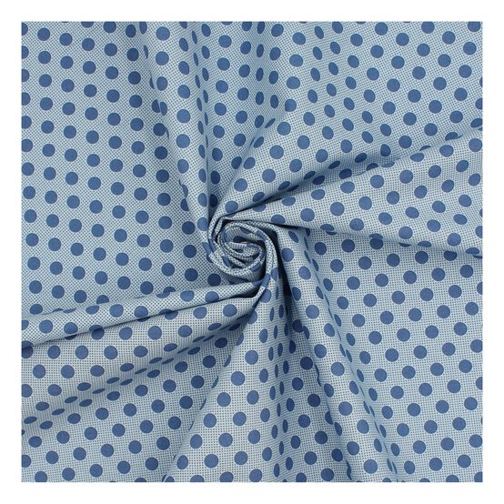 Denim Blue Medium Dot Cotton Fabric?by the Metre