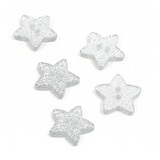 Hemline White Novelty Star Button 5 Pack