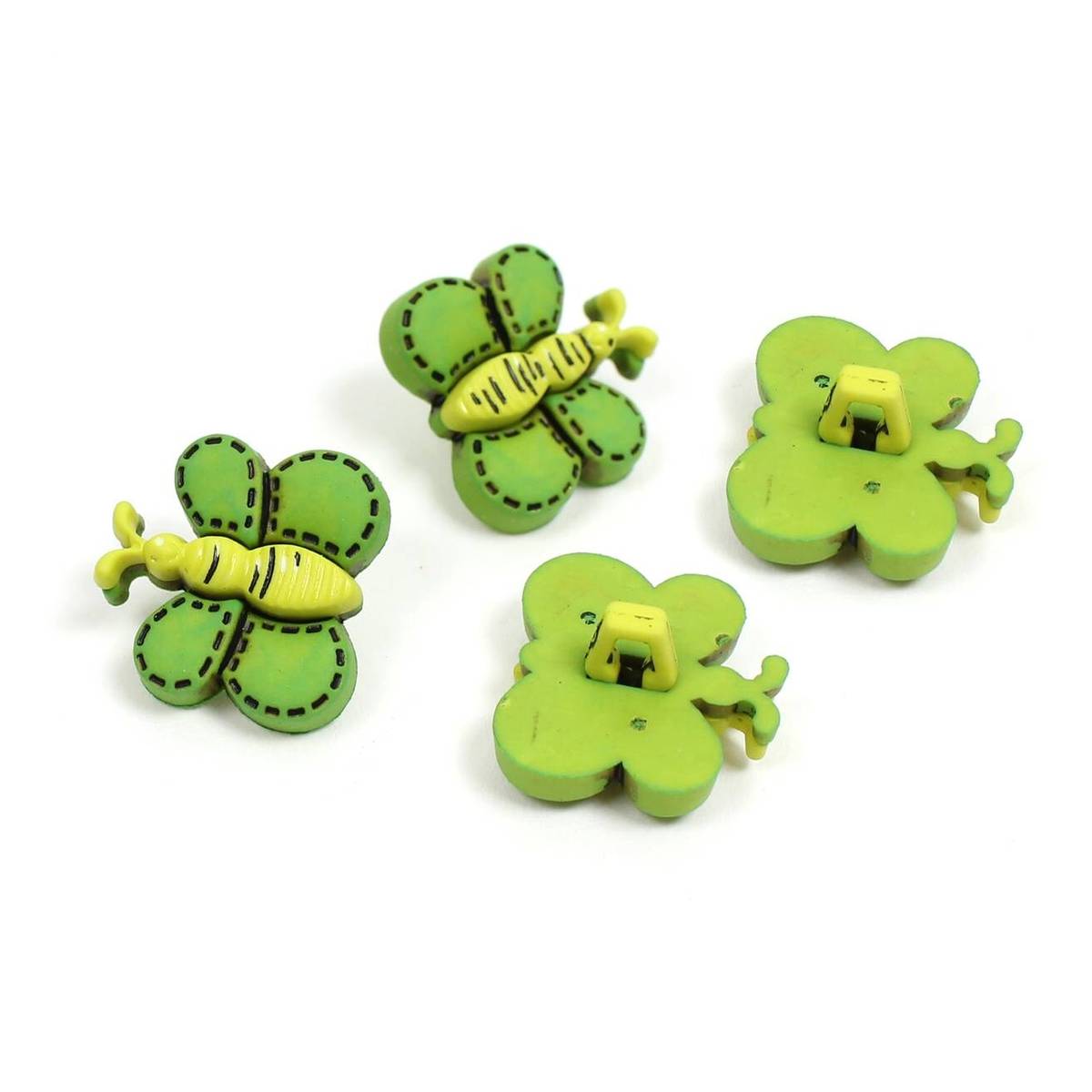 Hemline Green Novelty Bee Button 4 Pack