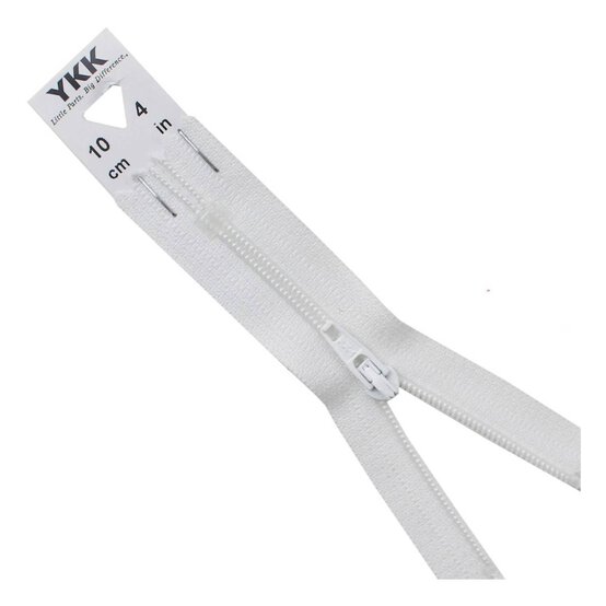 YKK White Dress and Skirt Zip 10cm