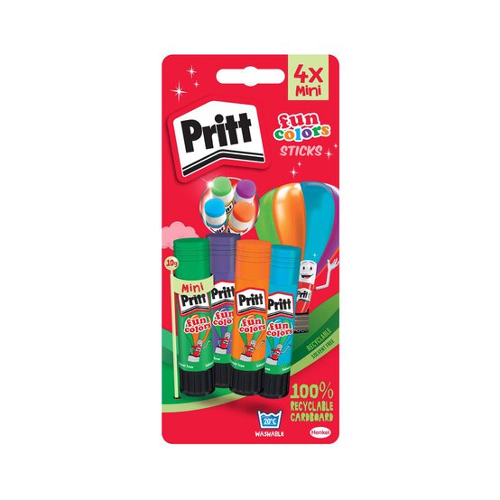 Pritt Fun Colour Glue Sticks 4 Pack