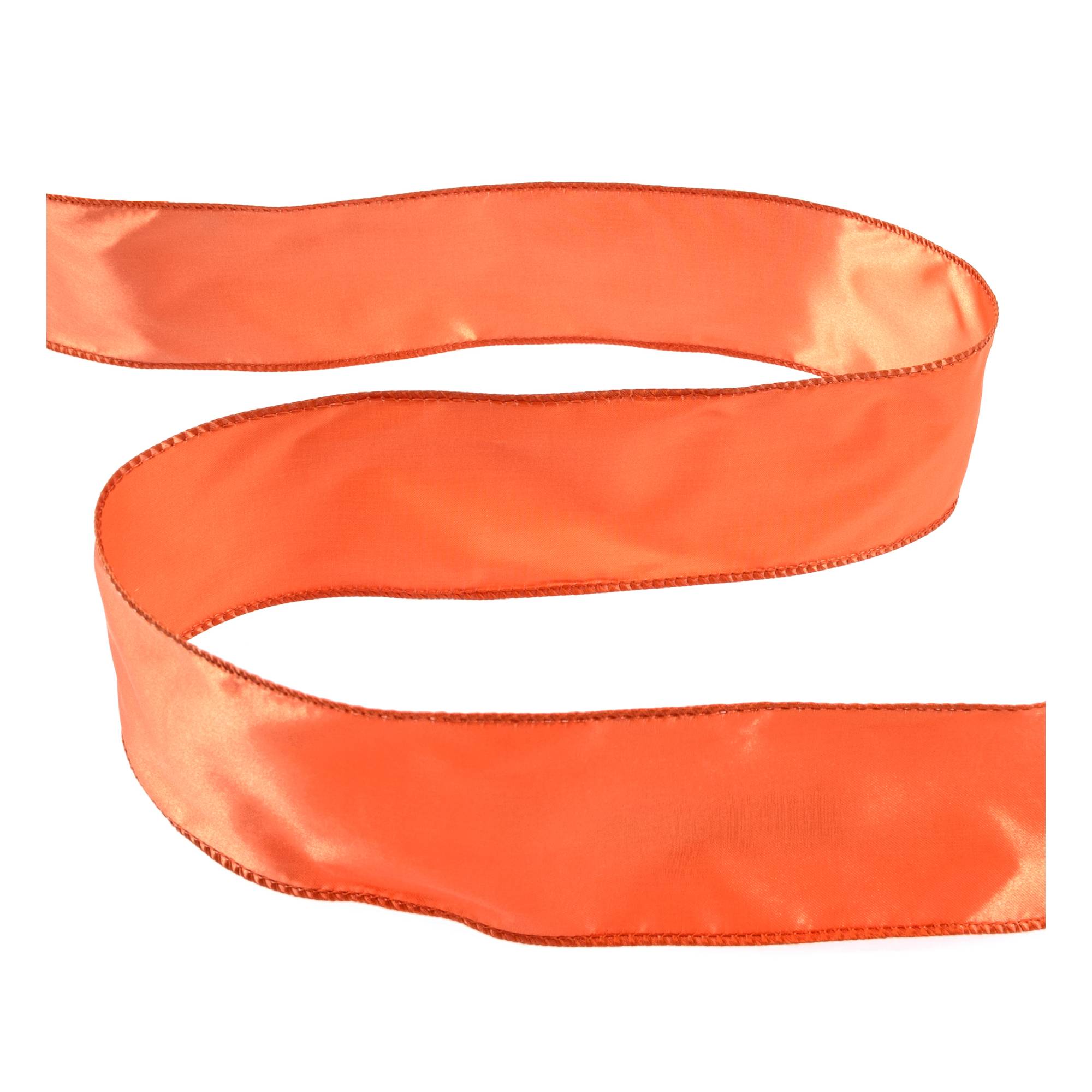 Peach Wire Edge Satin Ribbon 63mm x 3m